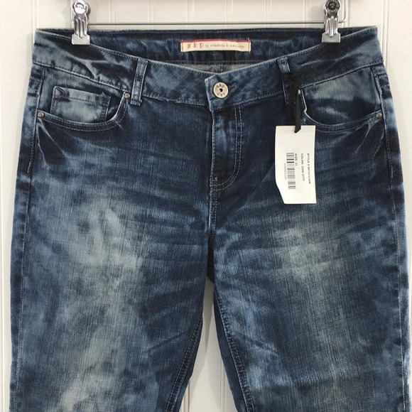 S&P Standards and Practices Cropped Jeans Acid Wash Denim Mid Rise Tie Dye - Picture 2 of 13
